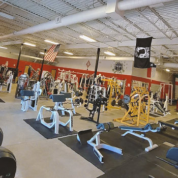 A wide angle of Ronnie Coleman's large home gym