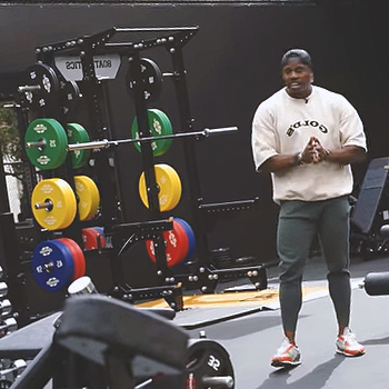 Simeon Panda at his home gym