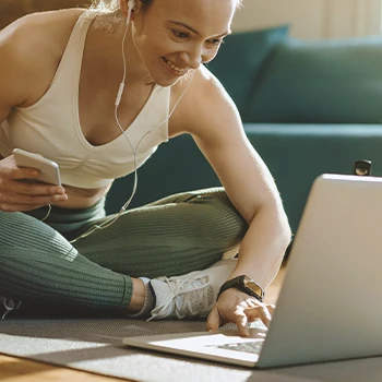 A woman buying gym equipment online