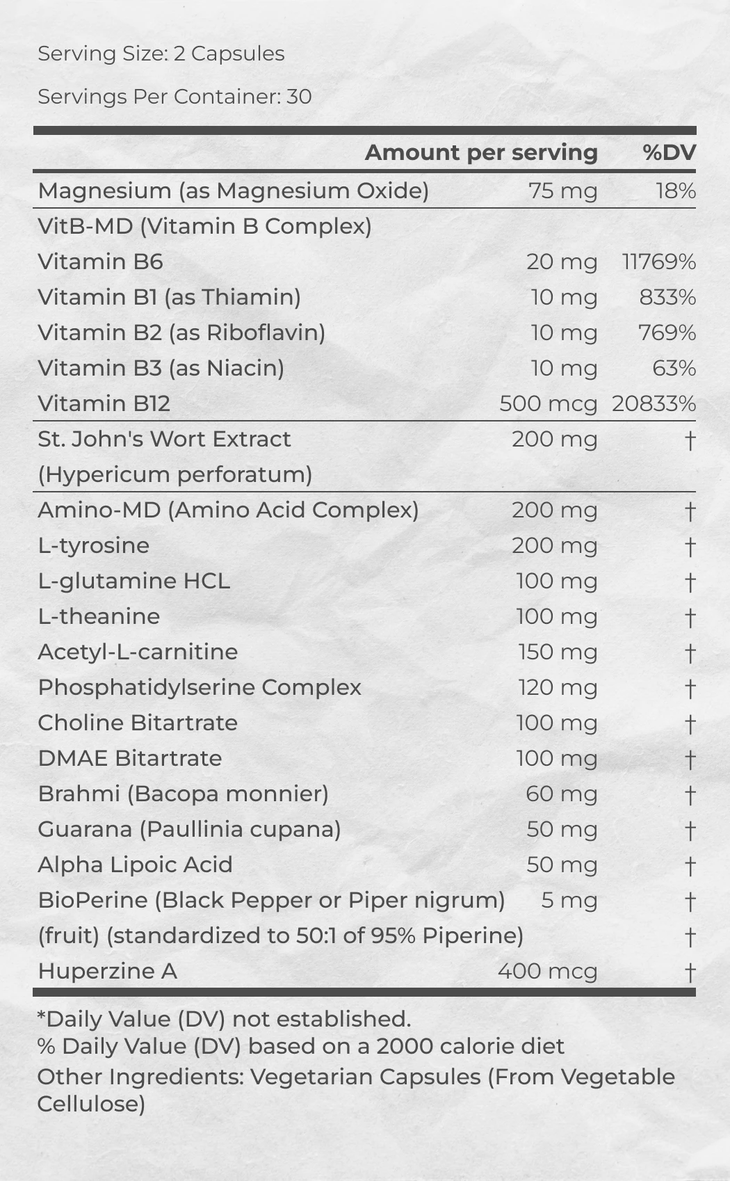 Supplement Facts of Brainol