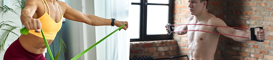 Using a resistance band for an exercise routine for upper body