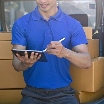Man checking his delivery list