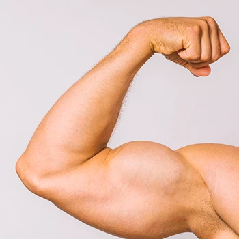 A person flexing his Biceps Brachii