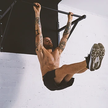 A person doing calisthenics at home