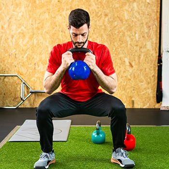 Goblet squats with kettlebell and bodyweight workout