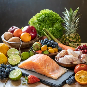 Nutritious food laid out on a table