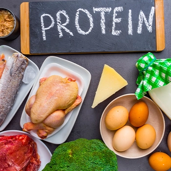 Top view of high protein foods