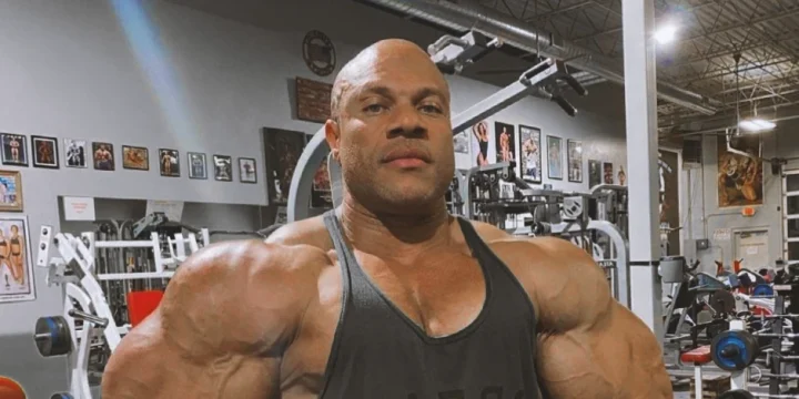 Phil Heath working out in the gym
