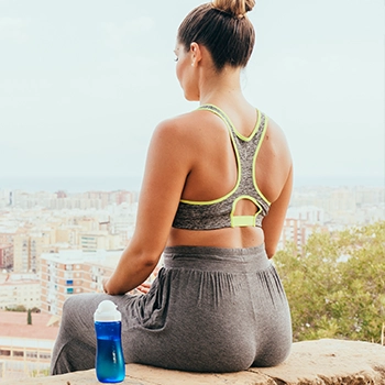 Stretching back while sitting