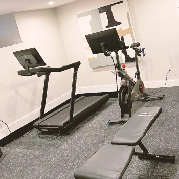 Close up shot of a stylish home gym