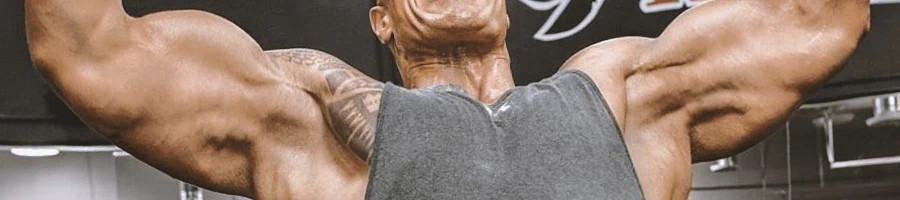 The Rock doing his chest and tricep workout in the gym