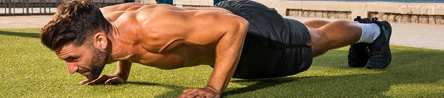 A man challenging himself with push-ups