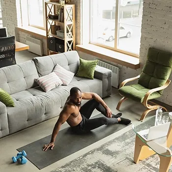 Resting on a yoga mat