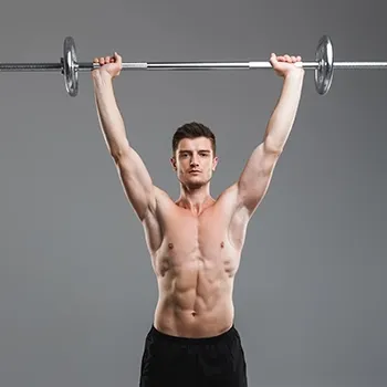 Holding barbell overhead