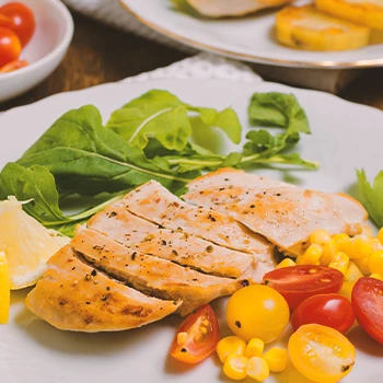 Close up shot of a healthy fish meal