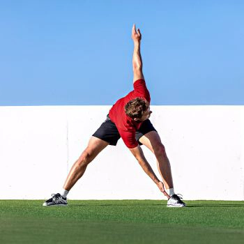 Man exercising in the back yard