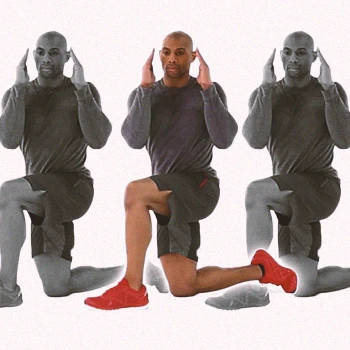 A person doing a half kneeling arm rotation