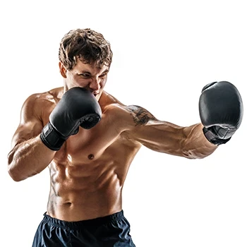 A boxer performing a left hook