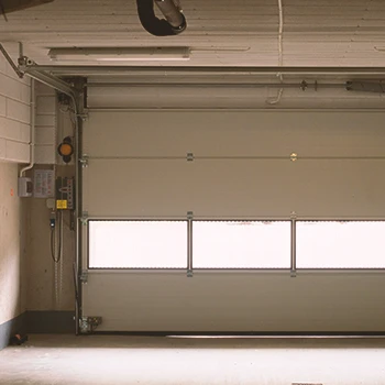 Close up shot of a garage door