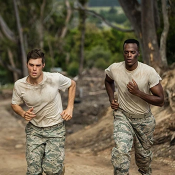 Two marines running for their physical fitness test