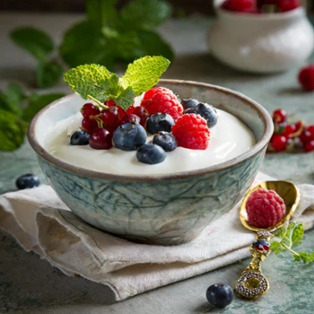 A healthy yogurt meal on a bowl