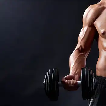 a photo of man doing bicep workout