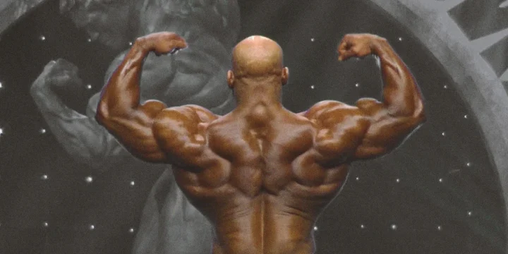 Big Ramy flexing his Back muscles from back workouts