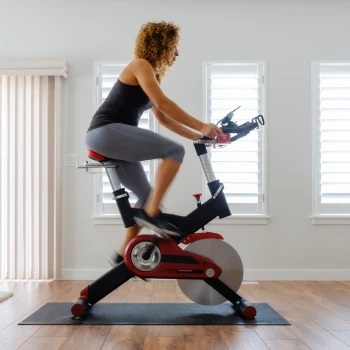 Person on home exercise bike