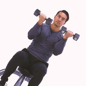 A person doing dumbbell arnold press workouts