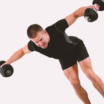 A person doing dumbbell bent over reverse fly workouts