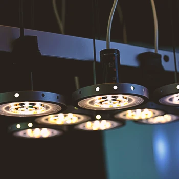 Close up shot of LED lights for a home gym
