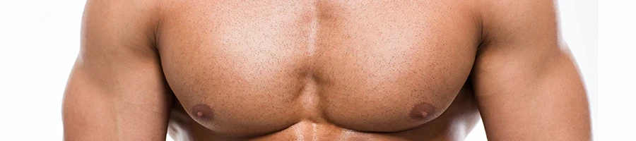 A close up shot of chest muscles worked by dips and alternatives
