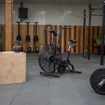 A wide view of a cheap home gym