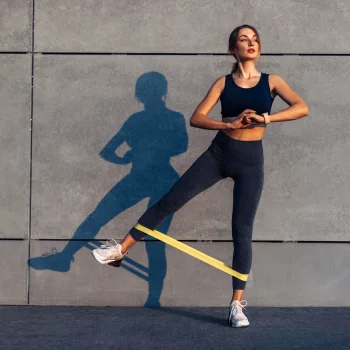 Person doing a banded lateral leg raise