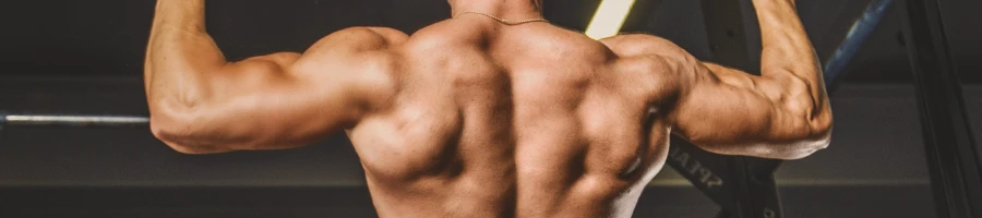 A person with good back muscles flexing