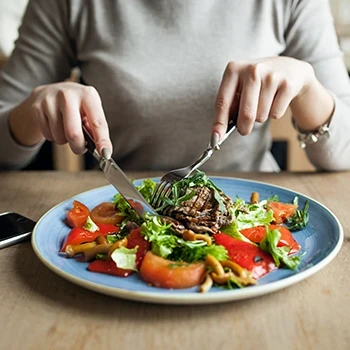 A woman following a healthy diet