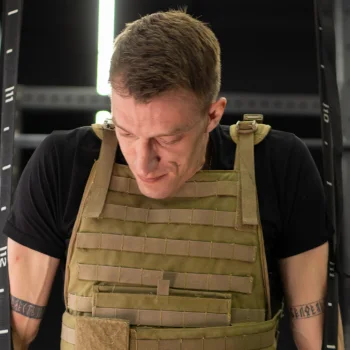 Person exercising with a weighted vest