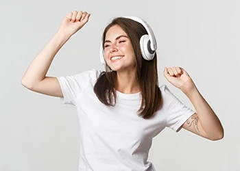 A woman with increased energy levels after taking an ice bath