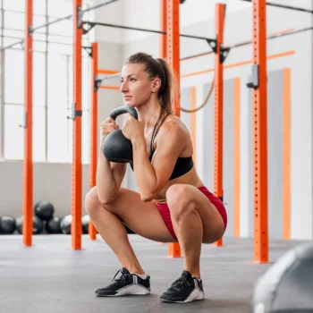 Person doing a HIIT Kettlebell goblet squat