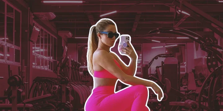Khloe Kardashian posing at the gym