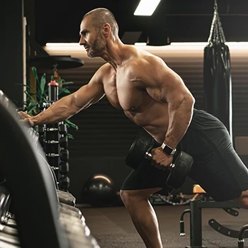 A man doing dumbbell rows