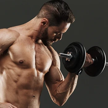 A man doing dumbbell curls