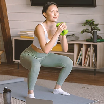 A person doing squats at home