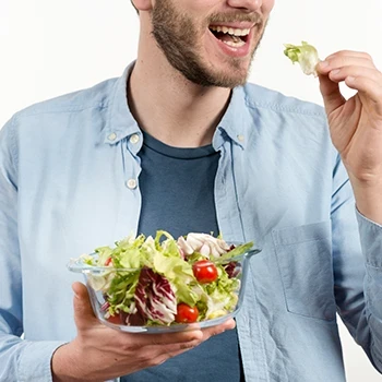 A man having a healthy meal