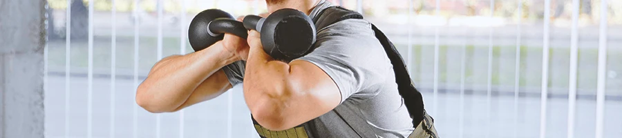 A person doing front squats at home