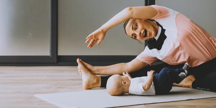 A mother doing workouts for postpartum