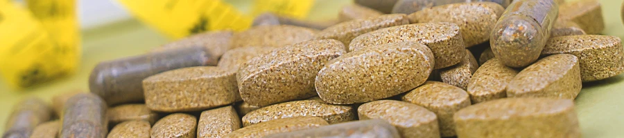 Close up shot of health supplements on the table