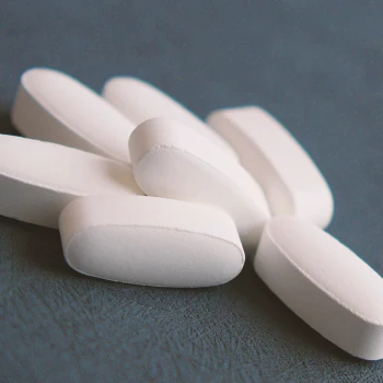 Close up shot of white tablets
