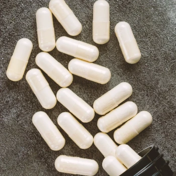 Close up shot of Glutamine Pills