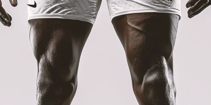 Close up shot of man's athletic legs